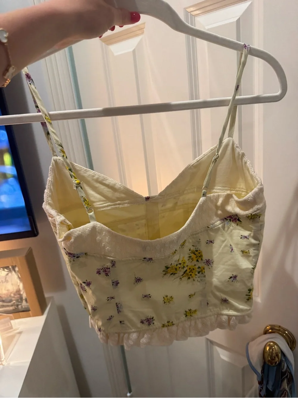 Steve Madden Yellow Floral Quilted Bust Cropped Cami